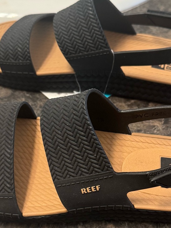 Reef Shoes - Reef Black and Tan Double Strap Slide Sandals